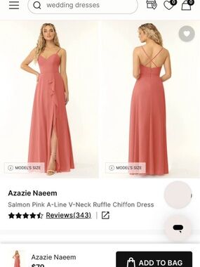 Azazie Mai Tai A-Line V-Neck Ruffle Chiffon Dress